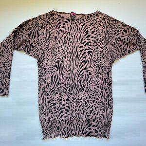 2B Bebe studded spike shoulder animal print brown/black sweater medium